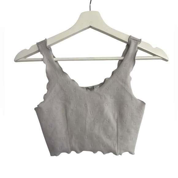 Lounge Gray Scalloped Edge Crop Top Size XS NEW - Picture 1 of 11